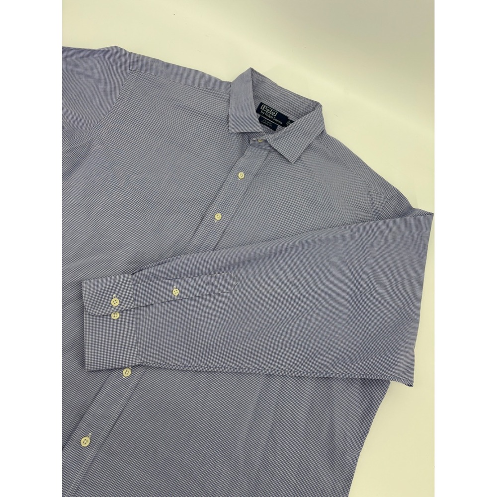 Polo Ralph Lauren Estate Classic Fit Blue Gingham Cotton Shirt Mens XXL 18